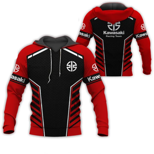 Imagen 2 del producto 2024 nueva primavera y otoño impresión 3D Kawasaki Ninja motociclismo todoterreno pulóver deportes extremos aventura Sudadera con capucha Unisex