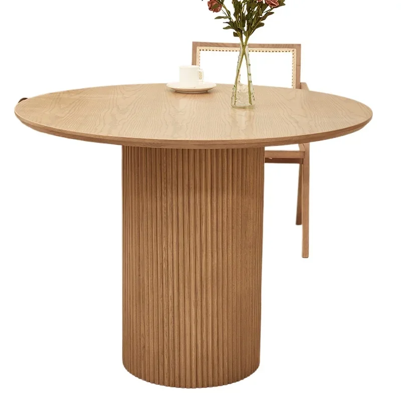 

Ash wood round table dining table and chairs, Japanese Nordic style Banks round dining table