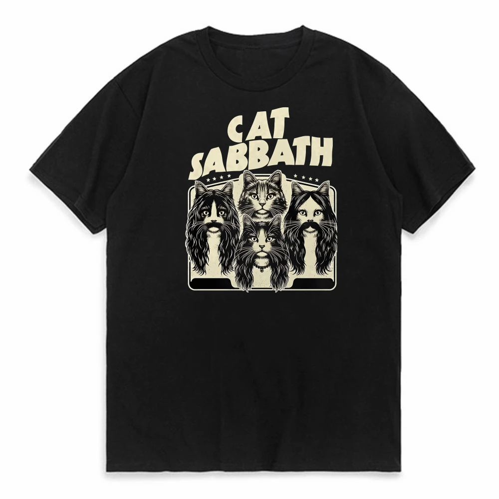 Cat Sabbath Cat T-Shirt Rock Music Streetwear Clothes Humor Kitty Band Y2k Saying Tee Rap Hip Hop Short Sleeve Blouses
