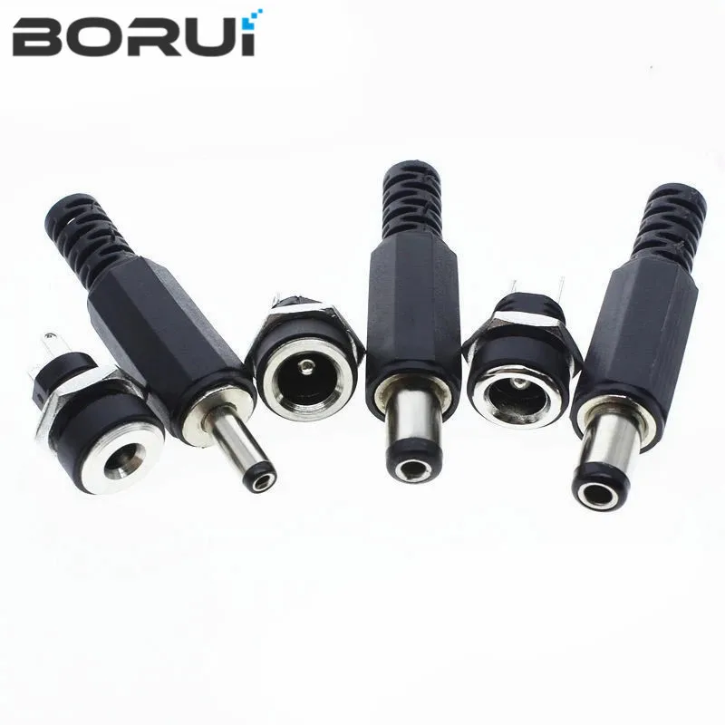 10PCS 5Pair DC Power Connector pin 2.1x5.5mm Female Plug Jack + Male Plug Jack Socket Adapter DC-022B