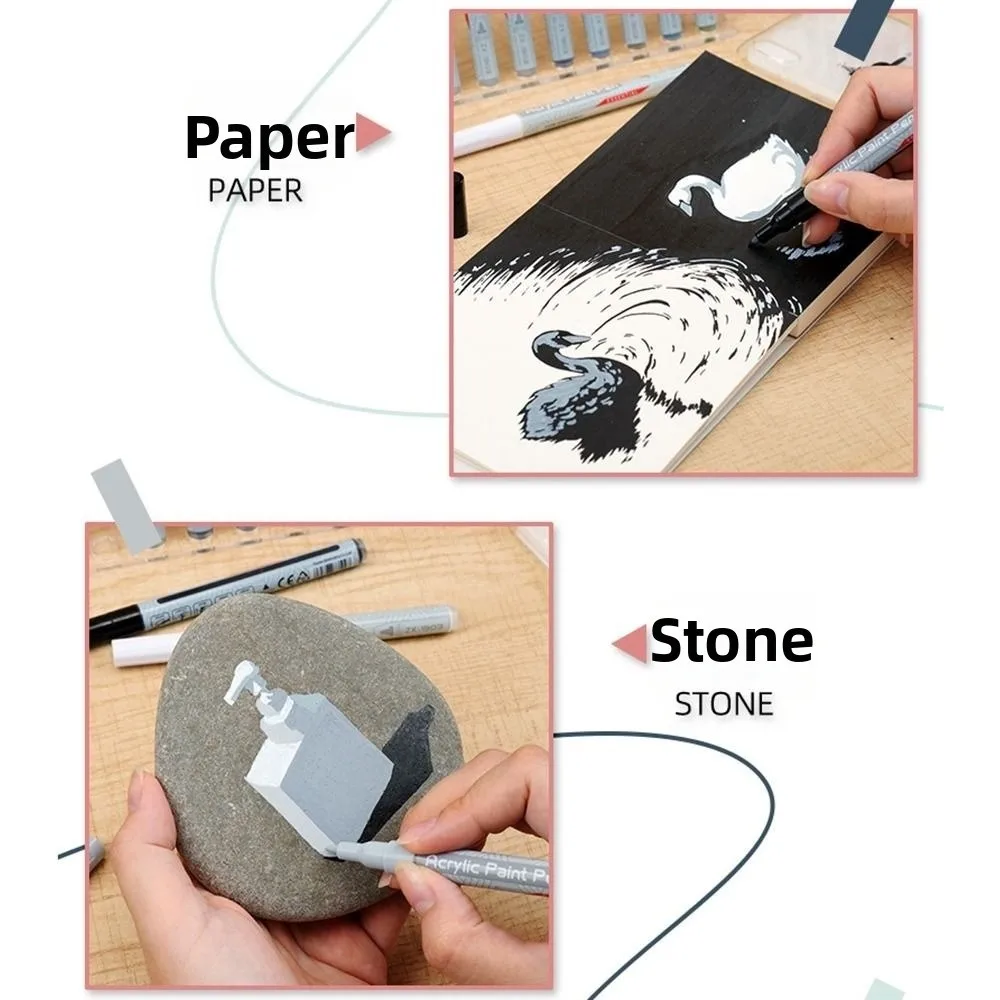 

Набор акриловых маркеров Pro Color Series, 22 цвета: серые и оттенки кожи, для художественной росписи, с ультратонким наконечником, универсальные