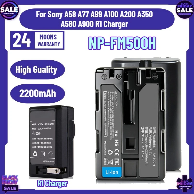 

New High Quality NP-FM500H 2200mAh Battery FM500H Battery for Sony A58 A77 A99 A100 A200 A350 A580 A900 R1 Charger