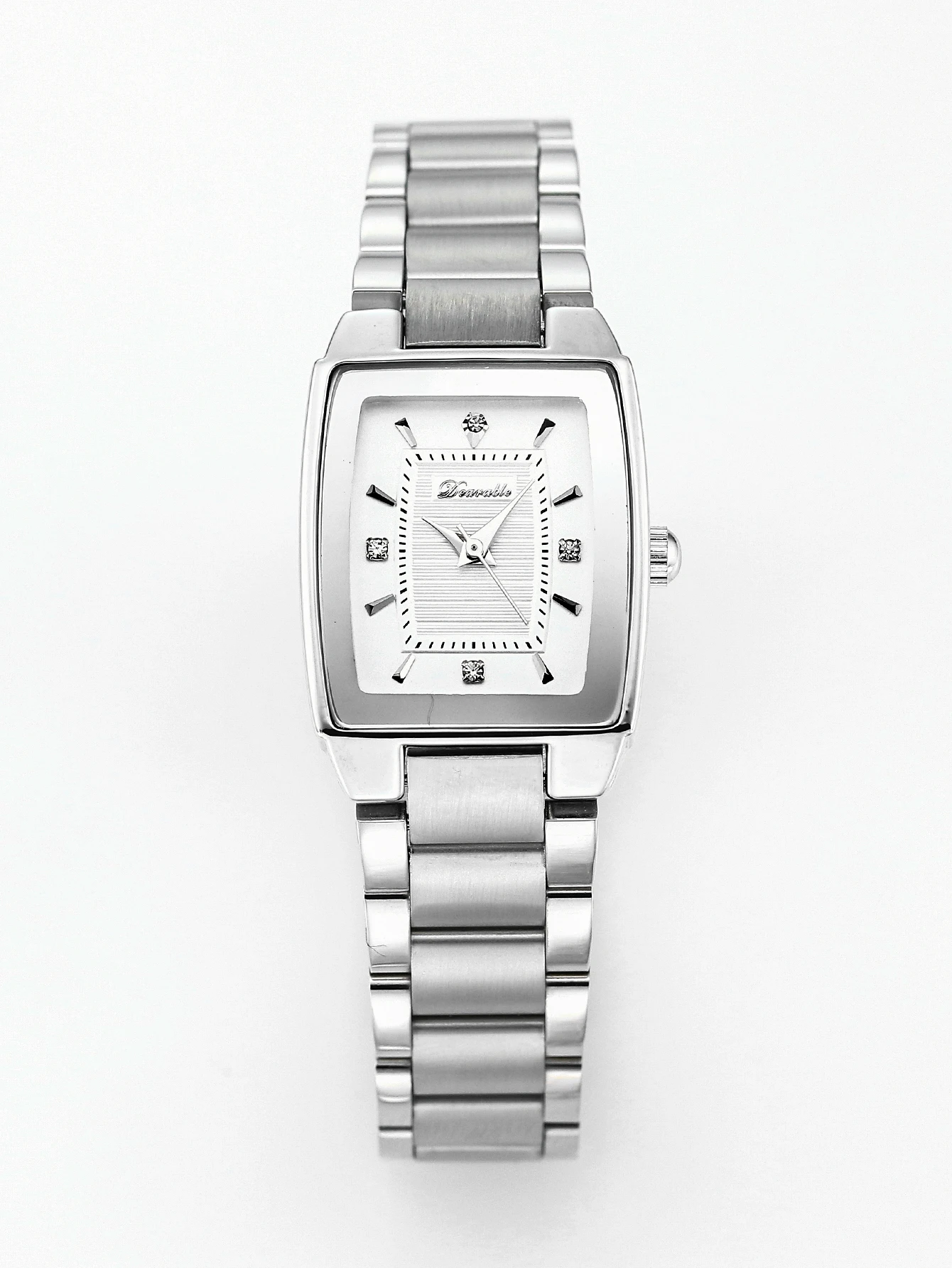 Ladies stainless steel quartz watch,Simple and elegant waterproof Diamond Square wristwatch