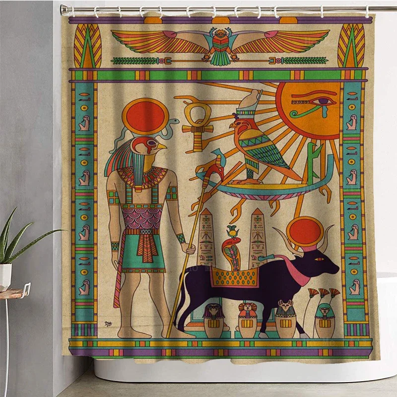 Ancient Egypt God Anubis And Horus Eye  Pharaonic Kings‎ Hieroglyphic Shower Curtain By Ho Me Lili For Bathroom Decor