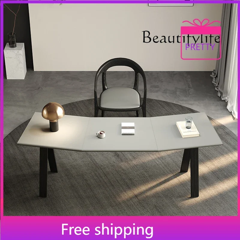 

Итальянский минималистичный кожаный стол-седло, современный минималистичный офисный стол, высококачественные столы и стулья из цельного дерева