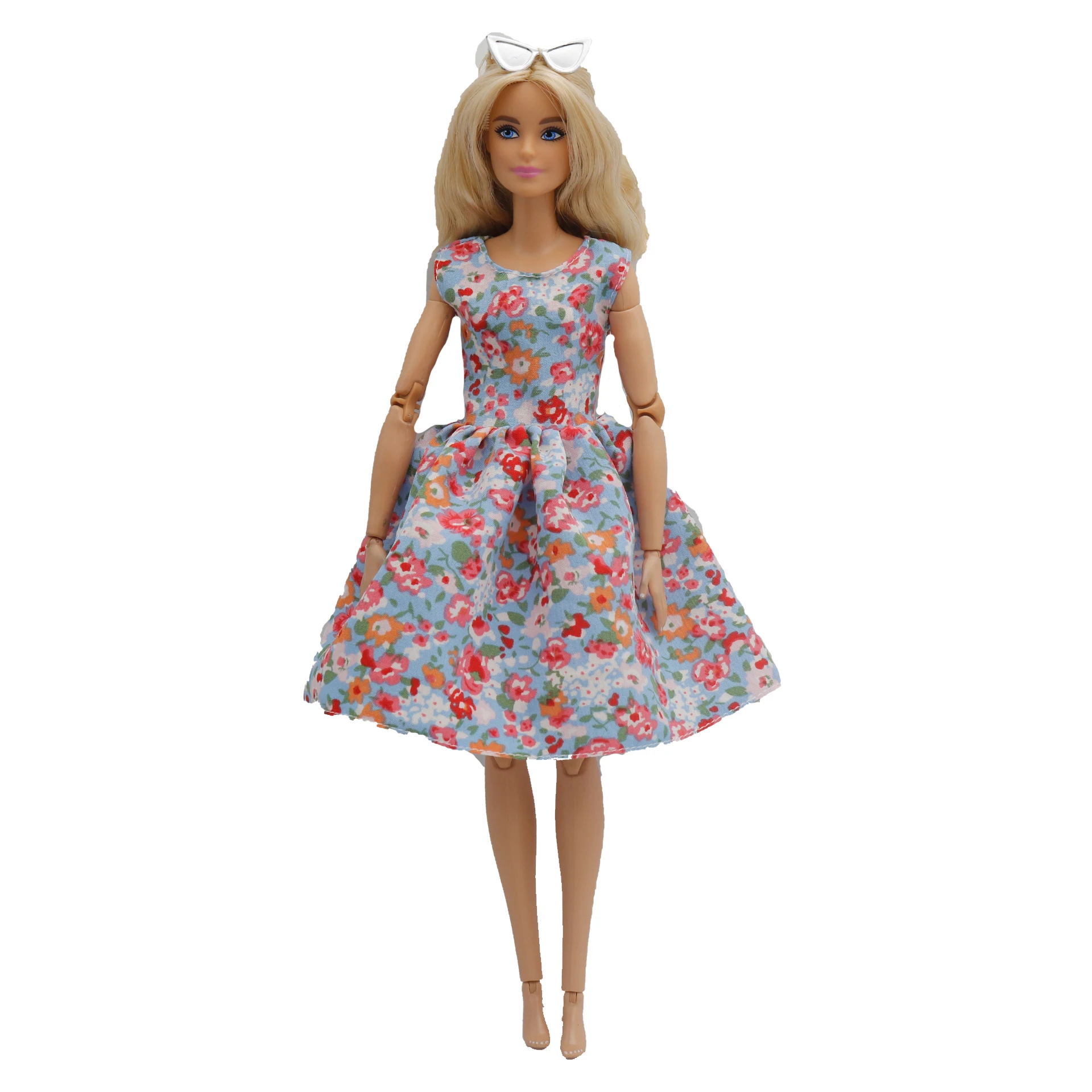 Vestido elegante sin mangas con patrón de flores para muñeca, accesorios de uso diario, ropa para Barbies, 30cm, 1/6