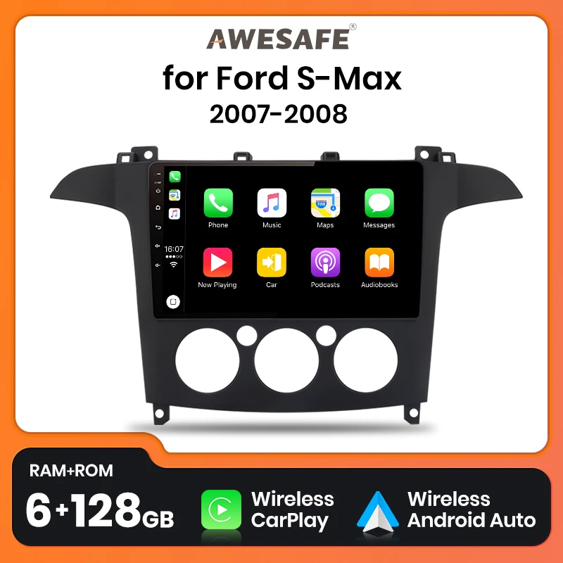 AWESAFE PX9 Plus Car Radio For  S max S-Max 2007-2015  wireless CarPlay Android Auto No 2 din 2din DVD