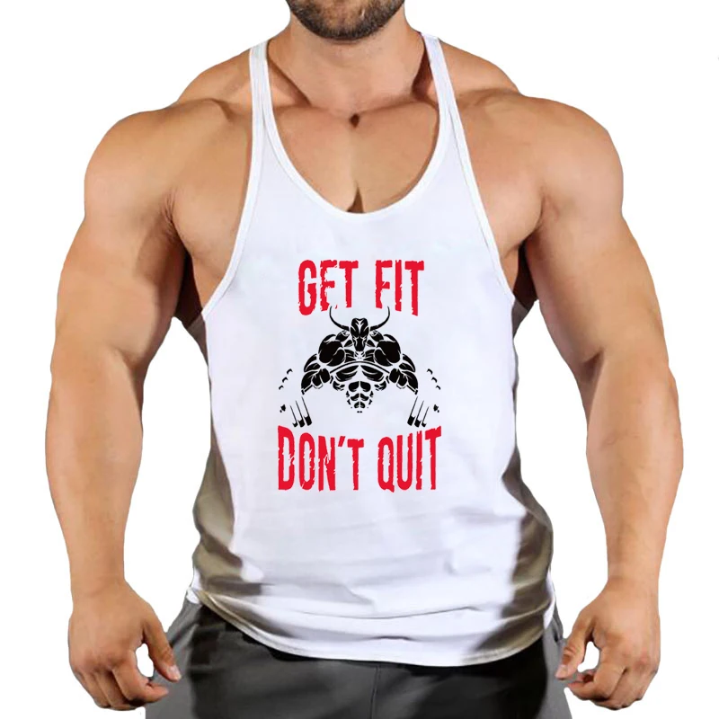 

Gym Tank Top Mens Fitness Clothing Running Vest Cotton Bodybuilding Stringer Tanktop Muscle Singlet Workout Sleeveless Shirt