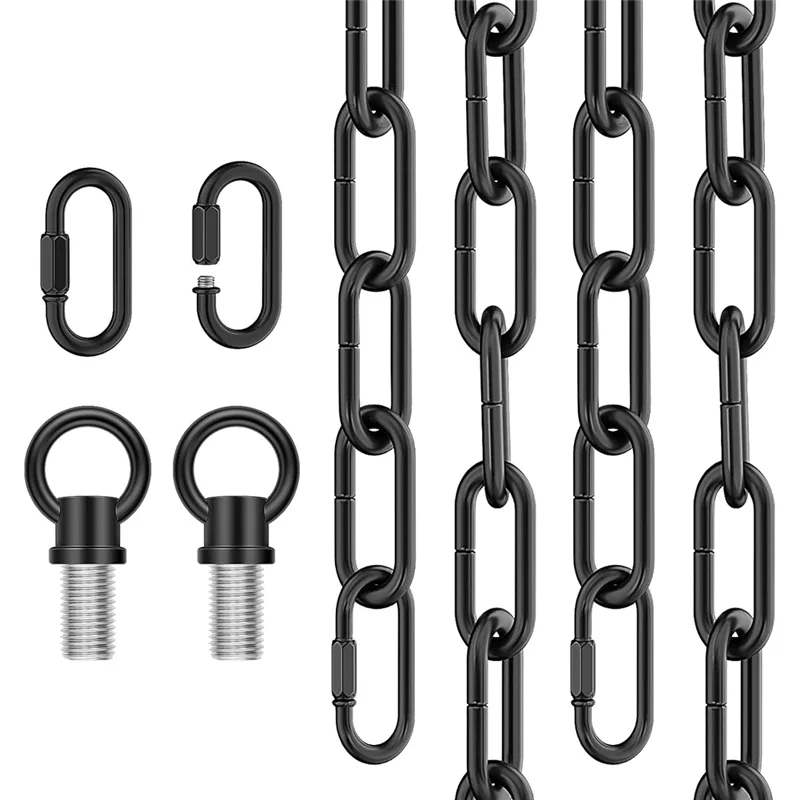 10 Feet Industrial Black Light Fixture Chain, Adjustable Extension Chain With Connection Locks For Light Fixture-Y47A