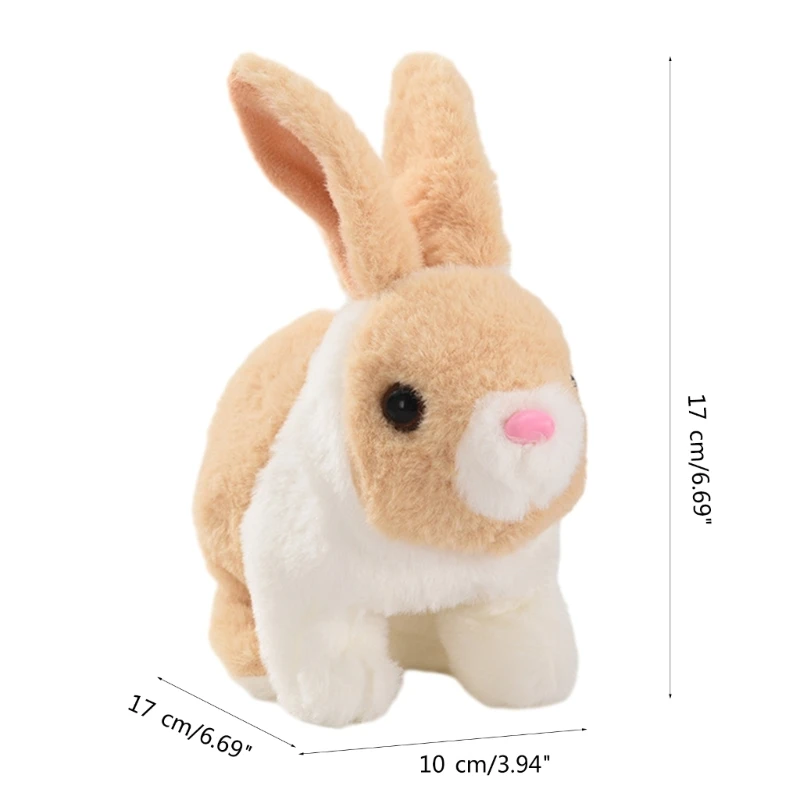 F19F Electronic Pet Plush Rabbit Toy Stuffed Animal Walking Barking Rabbit Toy Cuddly Toddler Crawl Education Toy