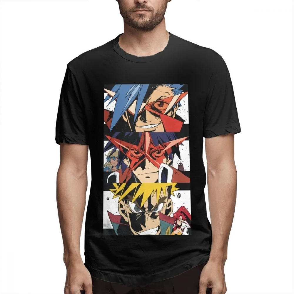 High Quality T-shirt Anime Tengen Toppa Gurren Lagann Kamina Simon T Shirt Men Hipster Tshirt Hip Hop Tees Tops Harajuku