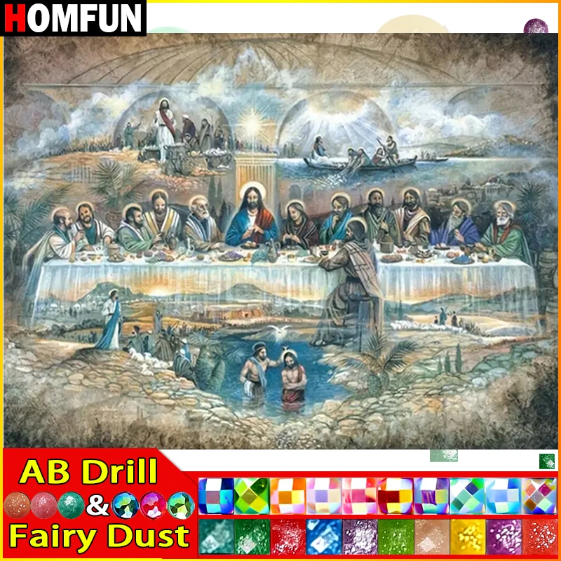 

HOMFUN сказочная пыль AB «сделай сам», алмазная живопись, религия, человек», полная выкладка, квадратная, круглая Алмазная вышивка, 5D алмазное украшение