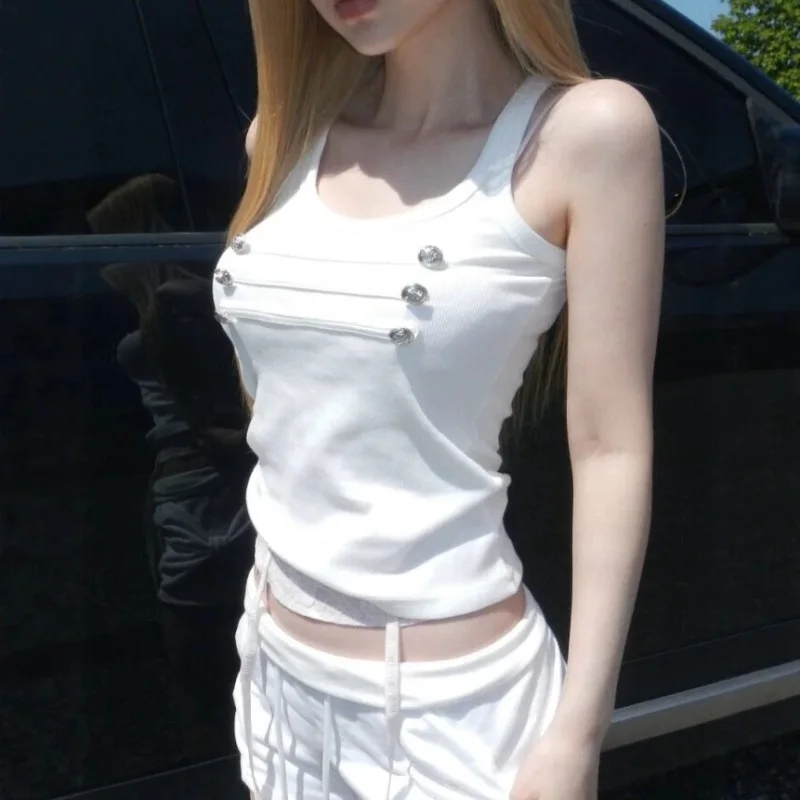 European American Street Style Women Tank Top Summer Vintage Cami Inner Wear Pure Desire Slim Fit High End Unique Design Sleevel