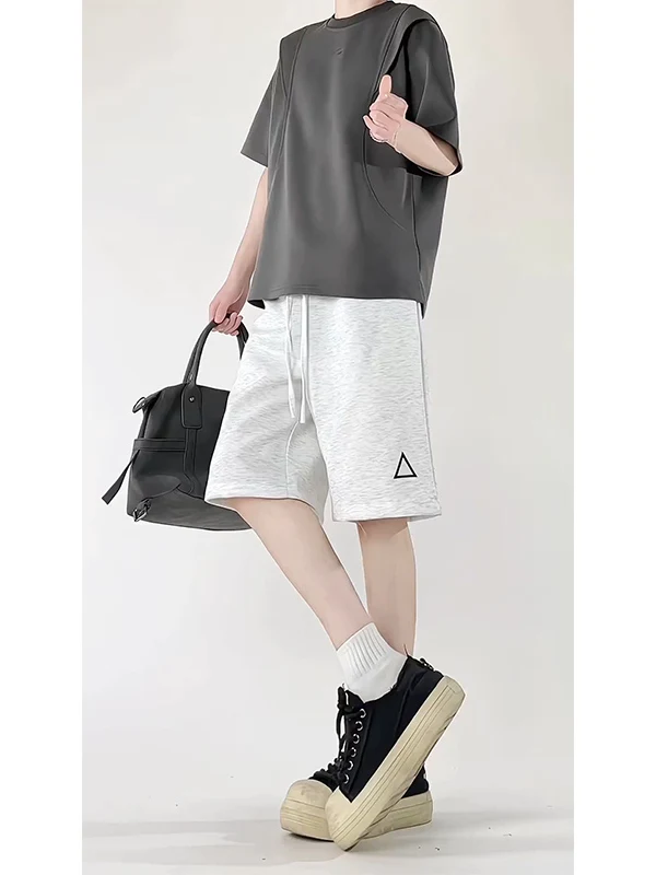 

Men's Spor ort Pants Summer High-End Feeling Outdoor Baskeall Training Five-Quarter Length with Triangular Embroidery