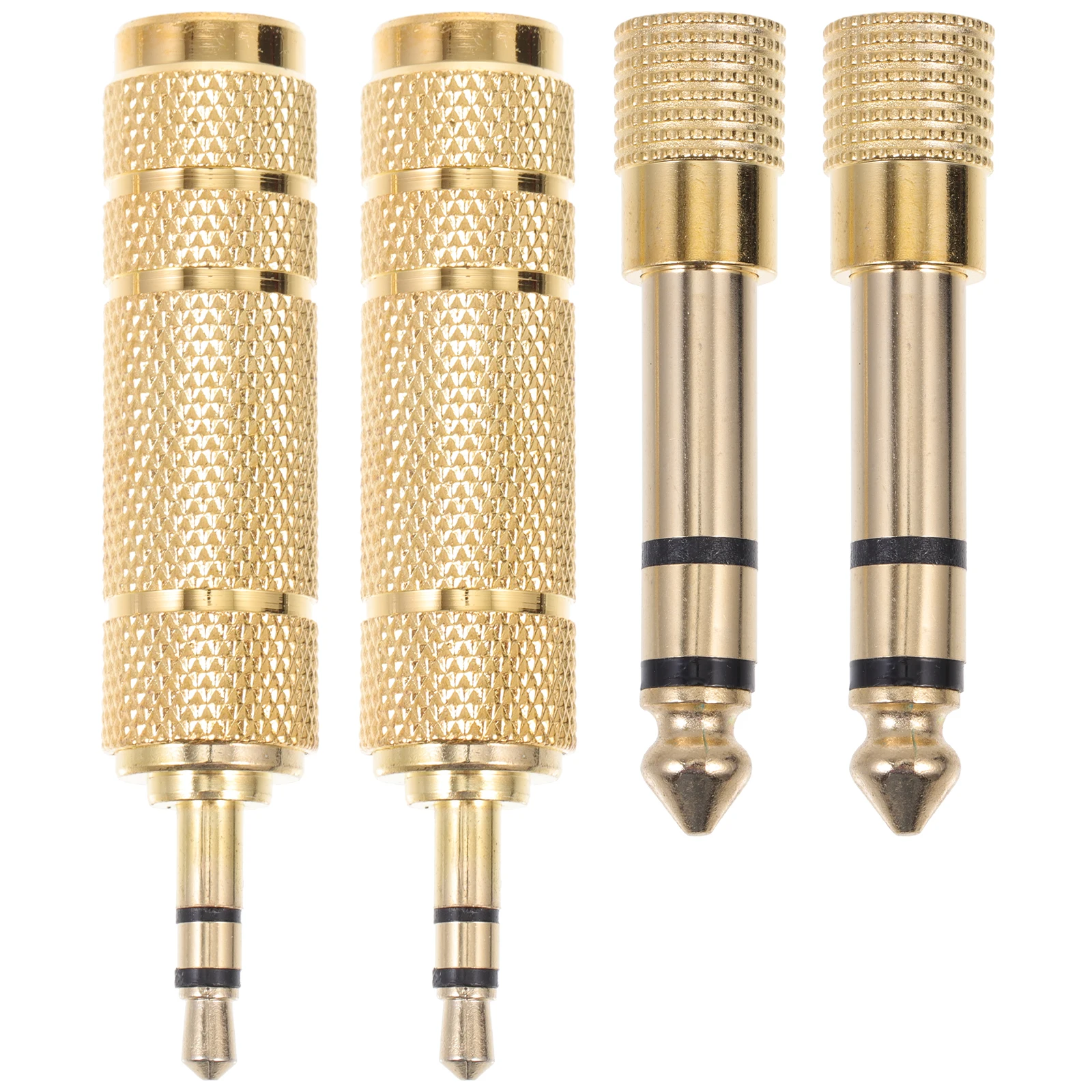 

4pcs 6.35mm to 3.5mm Microphone Connector Converter Pure Copper Anti-corrosion Plug Play Home Office Video Use