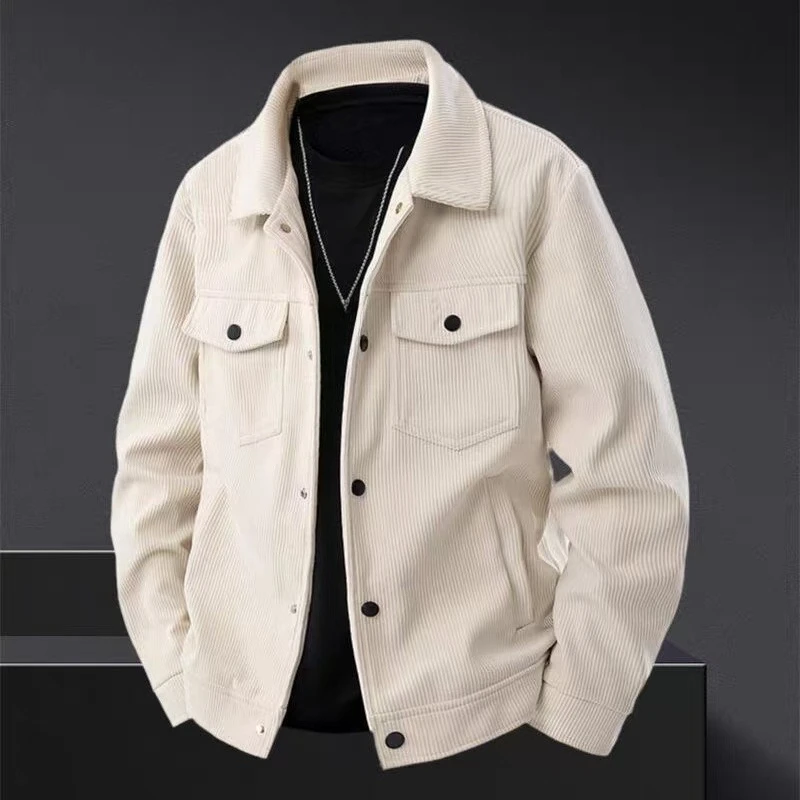 

Мужская модная вельветовая куртка, повседневная универсальная верхняя одежда с воротником-стойкой, стандартная посадка, весенне-осенняя одежда, модное новое пальто