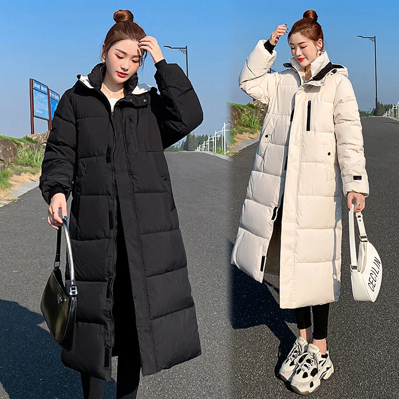 British style winter coat women\'s winter lengthened 2022 new loose Korean style thickened over-the-knee long cotton coat