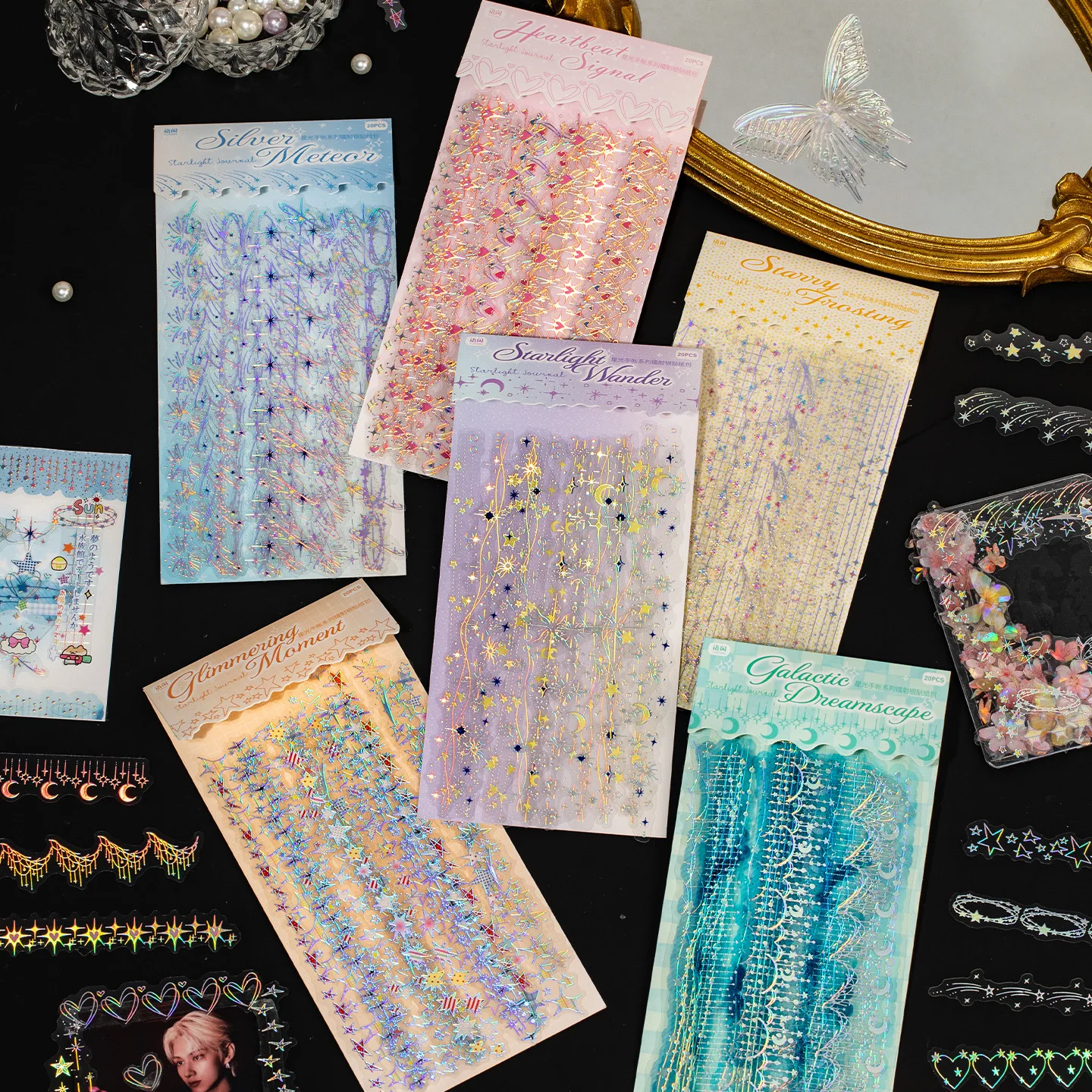 

6packs/1lot Kawaii Scrapbook Stickers starlight Junk Journal Gold Planner Stationery Planner Decorative