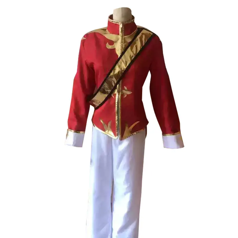 Anime Li Syaoran Cosplay Costume Military uniform Red Coat White Pants Party Clothing custom made