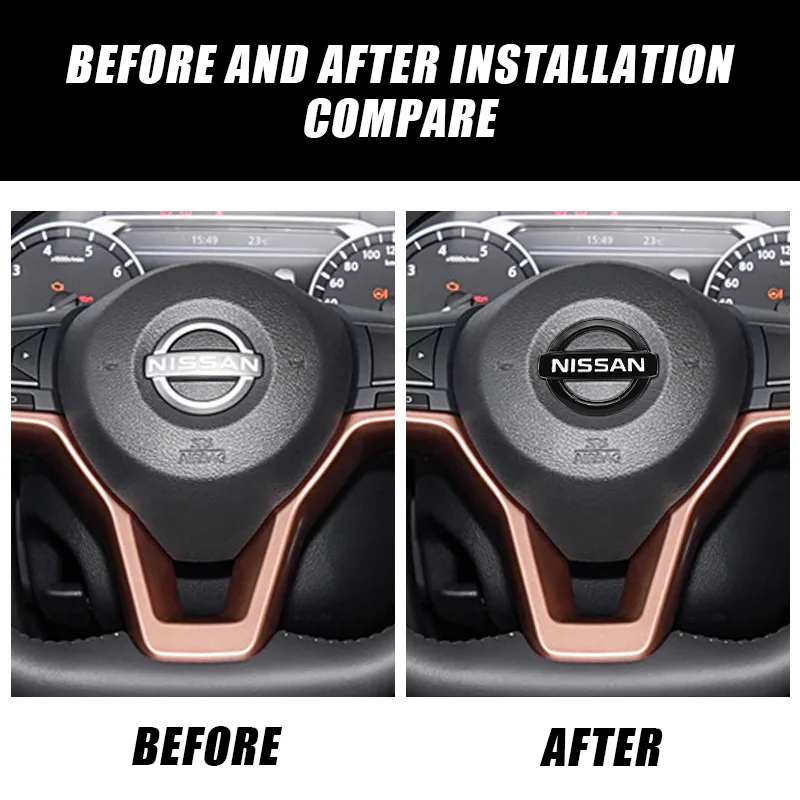 52 مللي متر/56 مللي متر ABS عجلة توجيه سيارة مركز شعار شارة لنيسان قاشقاي X Trail تيدا ملاحظة جوك سنترا باترول ميكرا ألتيما #6