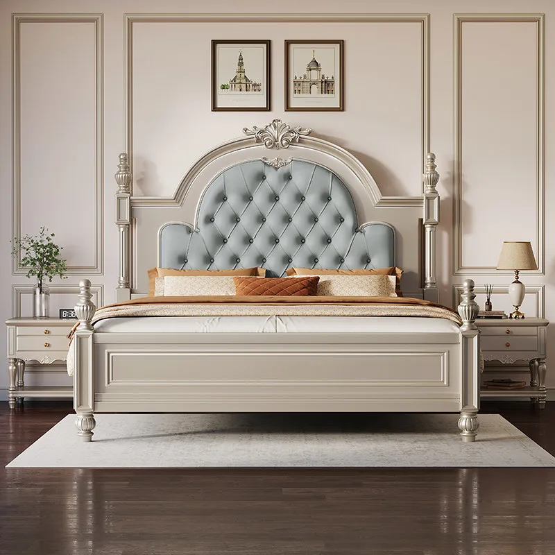 LH light luxury solid wood modern simple 1.8 meters soft bag household double storage bed