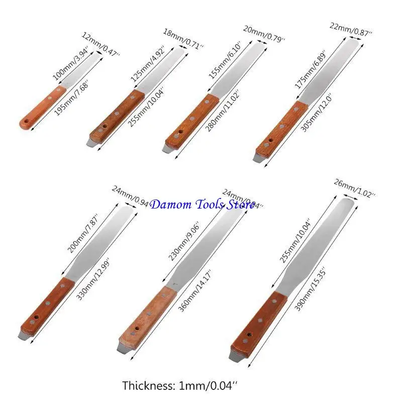 57BE الفولاذ المقاوم للصدأ التحبير الطلاء الغراء خلط سكين رسم ملعقة كشط خردة الملمس