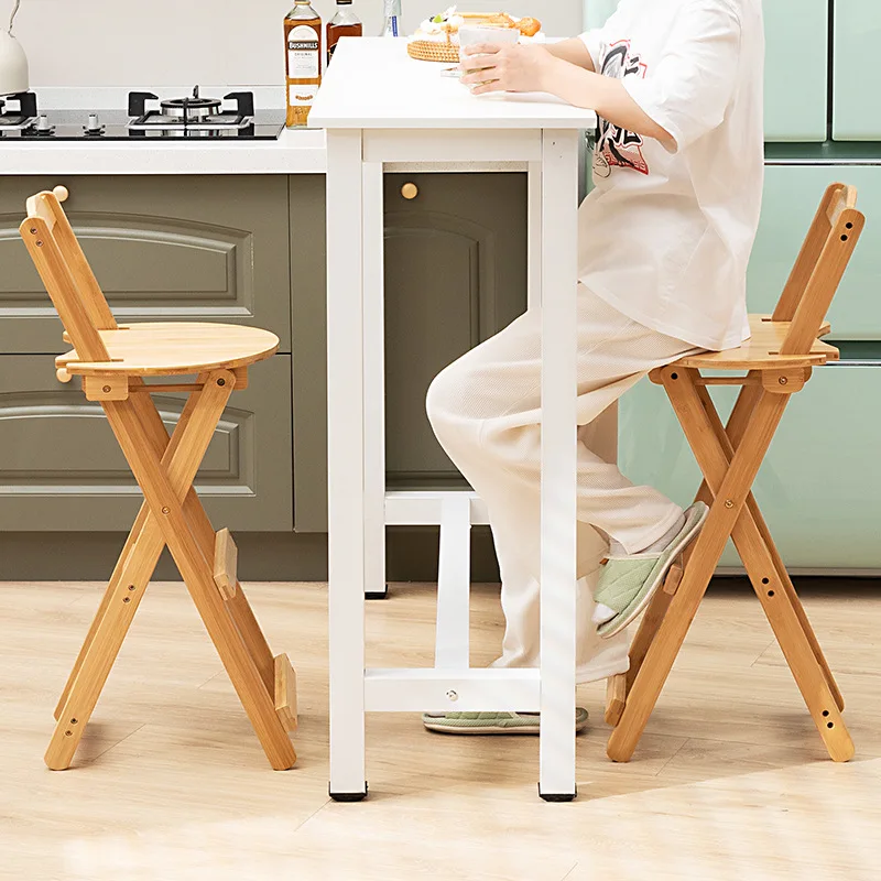 Simple Foldable Bar Chair High Stool with Backrest for Front Desk Living Room Home - Modern Sense Chair Stool
