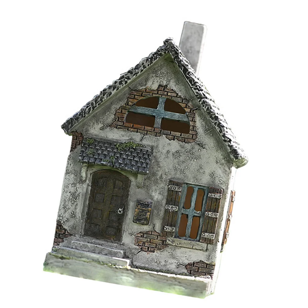 

1Pcs Resin Small House Ornament Creative Miniature Micro Landscape Decor Resin Mini House Sculpture Garden Adornment