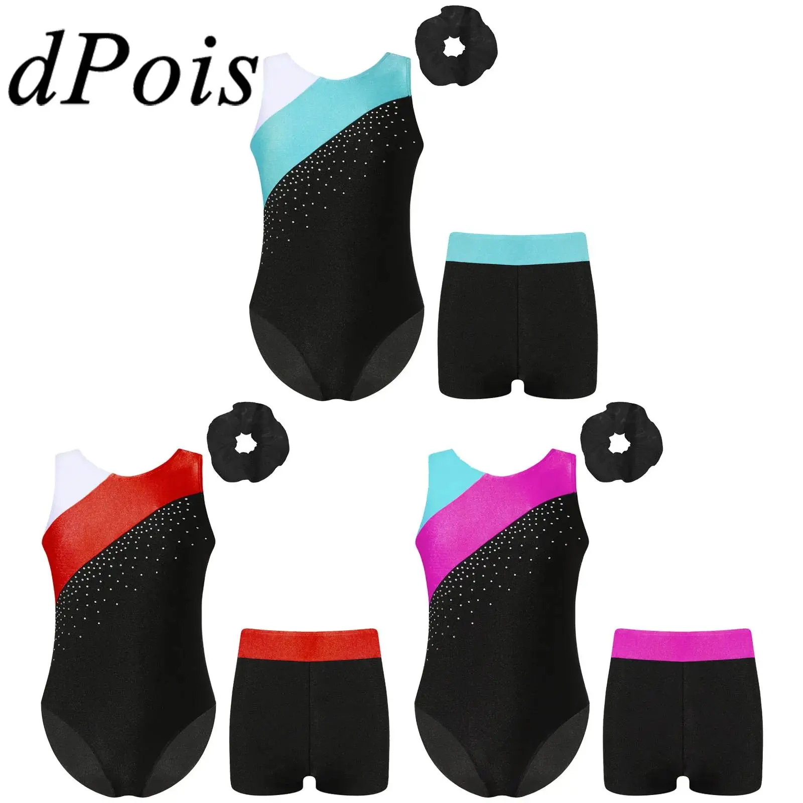 Trajes de baile de Ballet para niños, mono de gimnasia artística con diamantes de imitación para niñas, conjuntos de Ropa de baile, trajes de práctica para niños