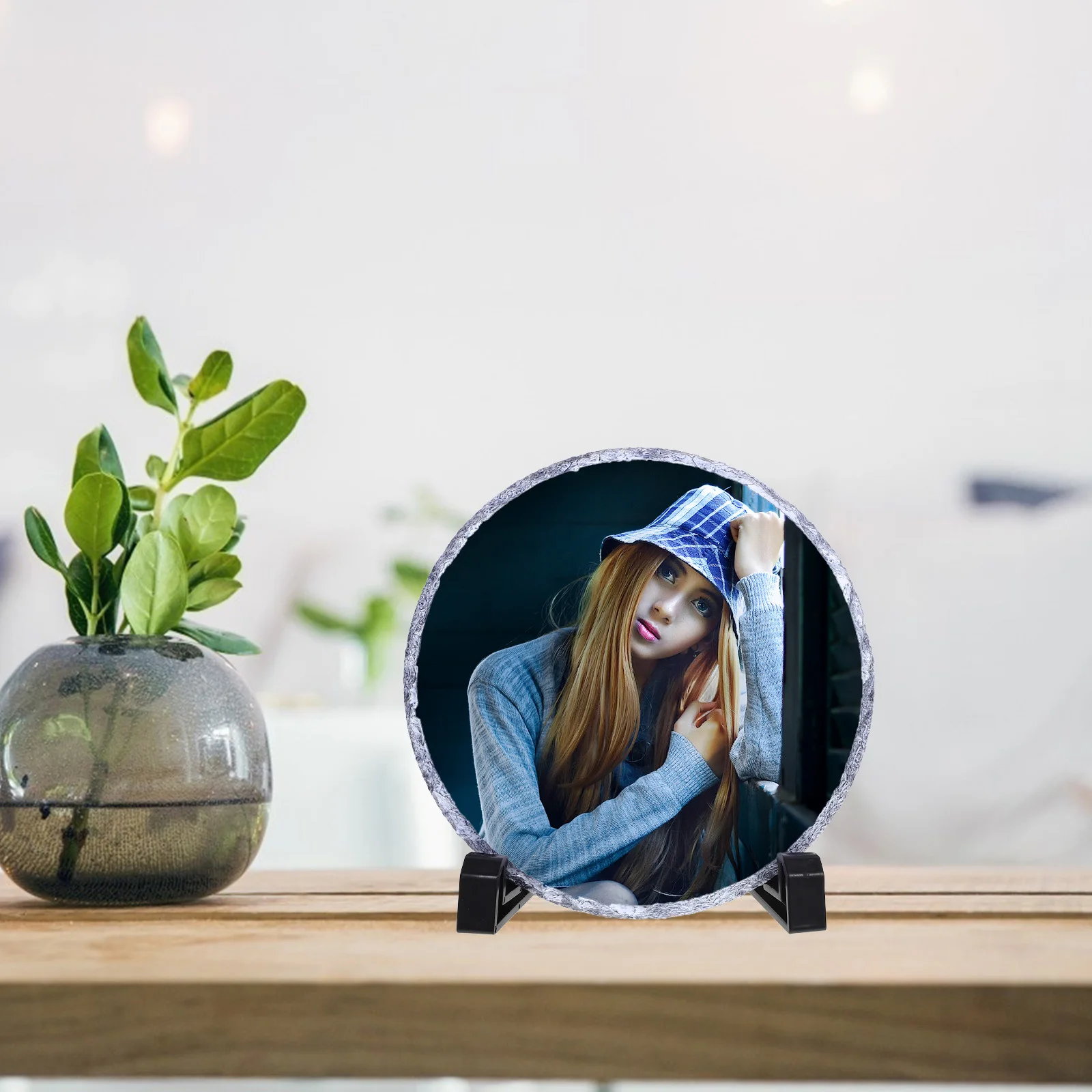 

Heat Transfer Sublimation Photo Frame Blank Round Stone Plate Diy Decorations Lightweight Hard Smooth Sublimation Blanks