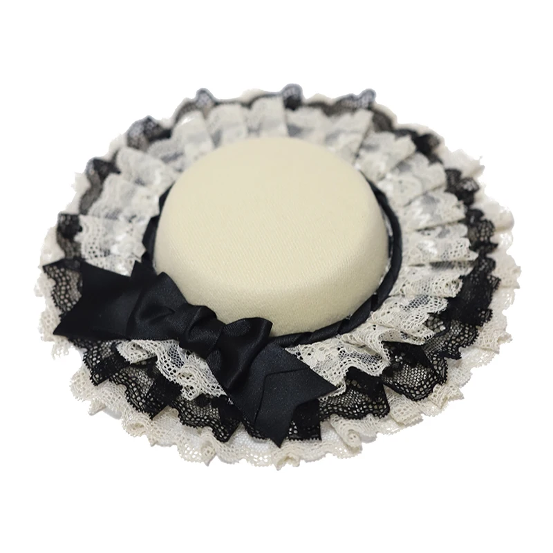 Japanse Lolita originele handgemaakte strik haaraccessoires Doll Sense CLA meerlaagse kant geplooide kanten platte hoed hoge hoed voor vrouwen