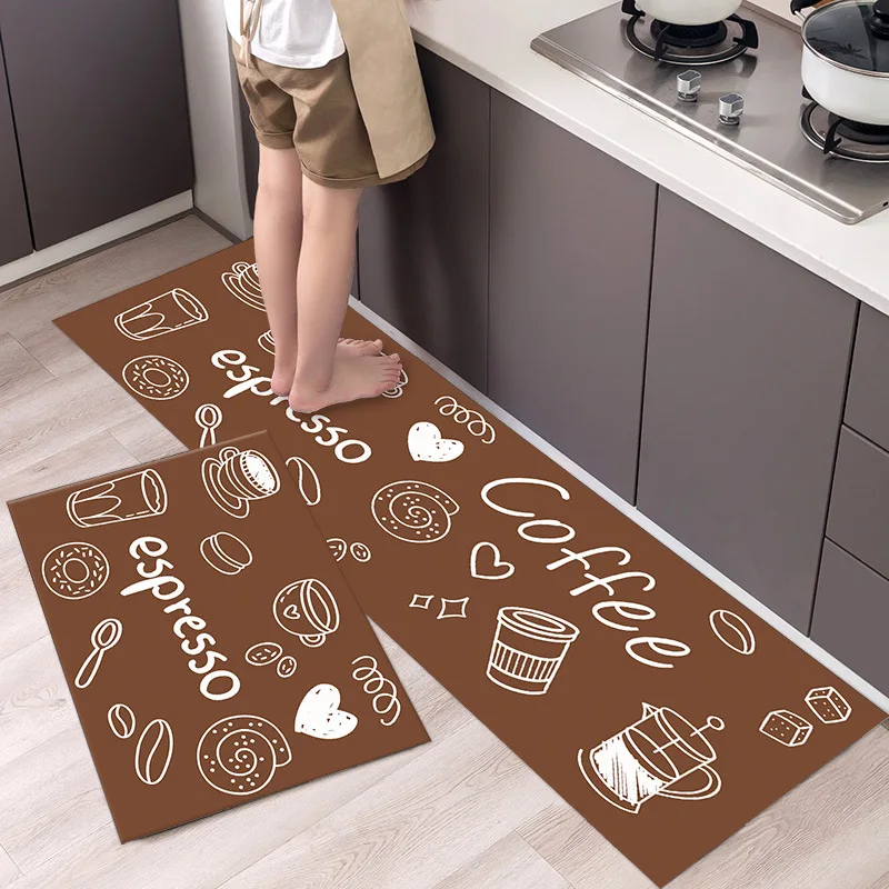 Kitchen Rug Waterproof Oilproof Kitchen Mat Printed Antislip Bath Mat Soft Bedroom Floor Mat Living Room Carpet Doormat