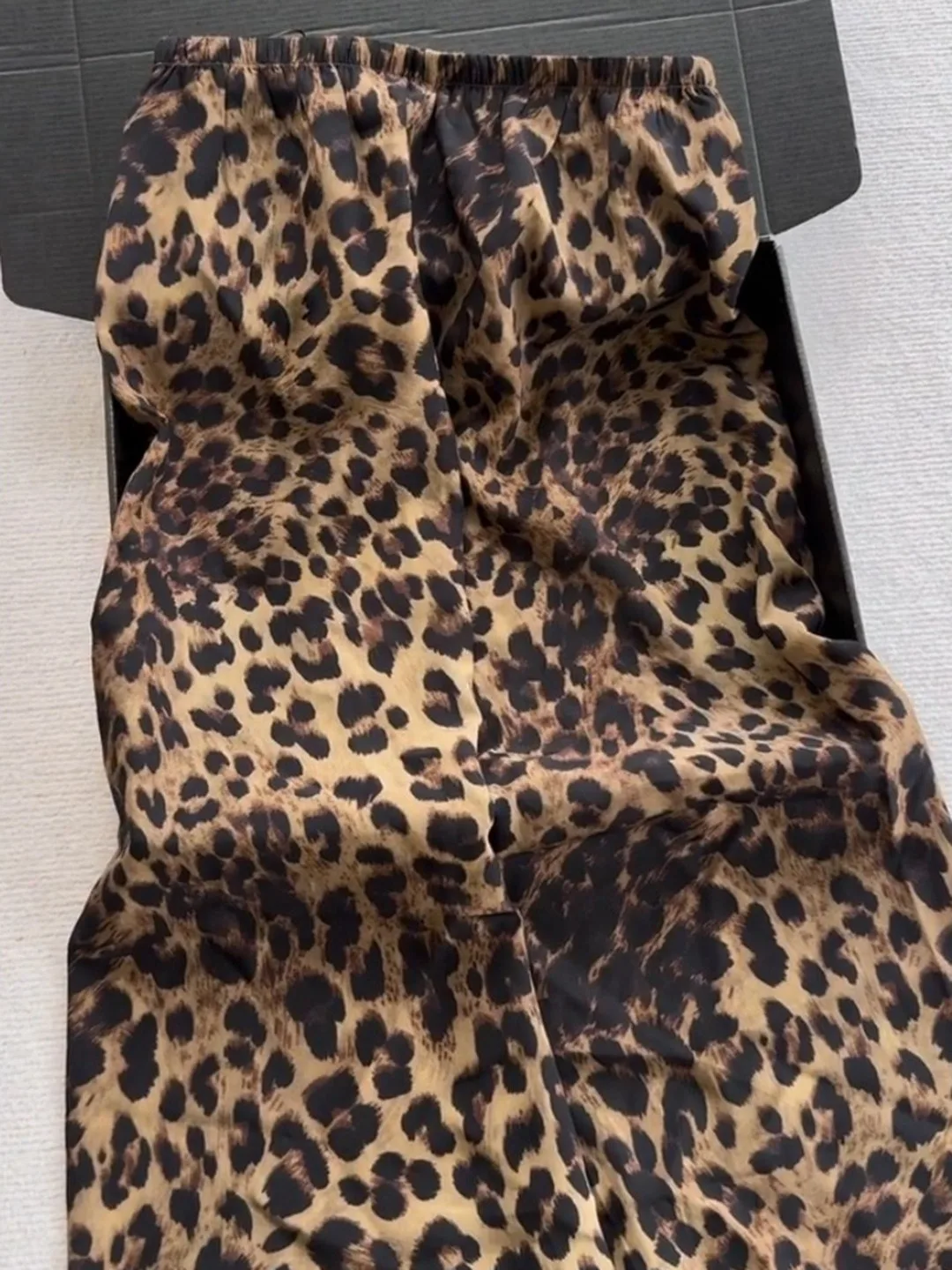 Retro Leopard Print Wide Leg Pants Women's High Waist Drapey Belted Straight Casual Trousers Summer New Fashion Ladies