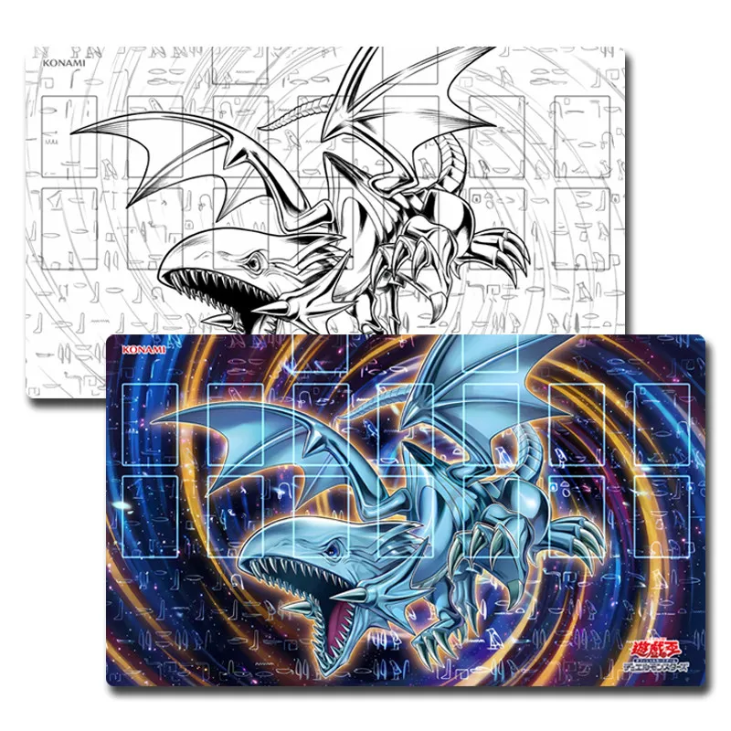 DIY Yugioh Blue-Eyes White Dragon Play Mat Yu-Gi-Oh! TCG OCG Trading Card Games Mat Duel Plate Rubber Card Mat Mouse Pad