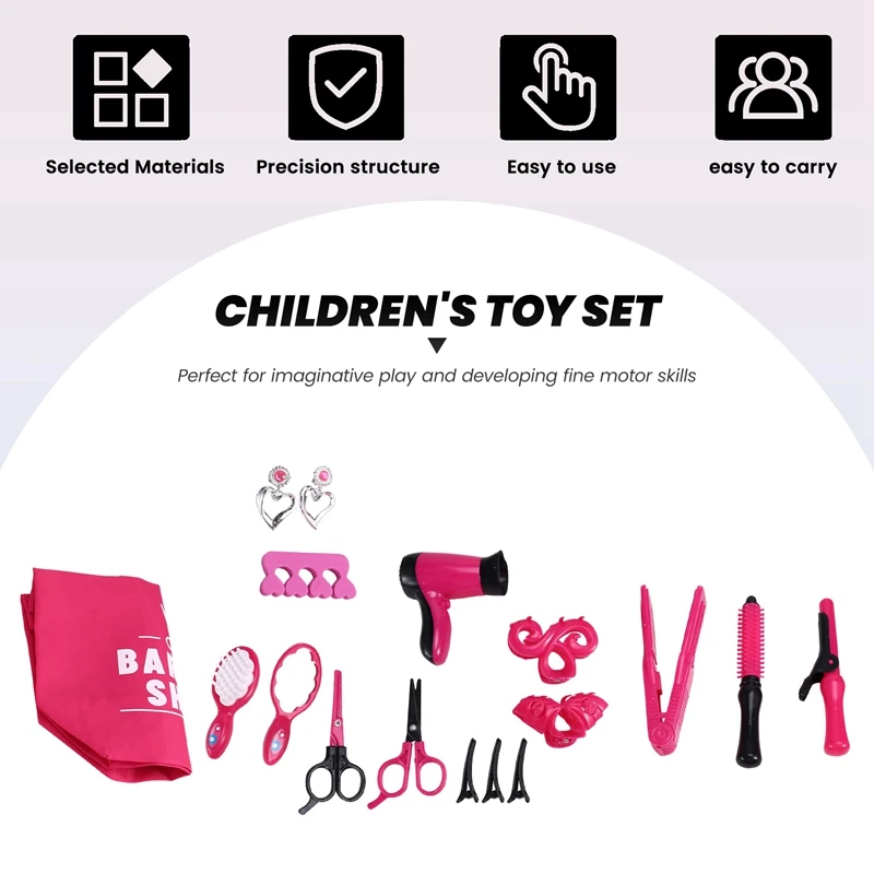 Kids Toys  Pretend Play Hairdressing Hair Simulation Game Children Hair Styling Tools  Blow Dryer Curler Makeup Kit Toys