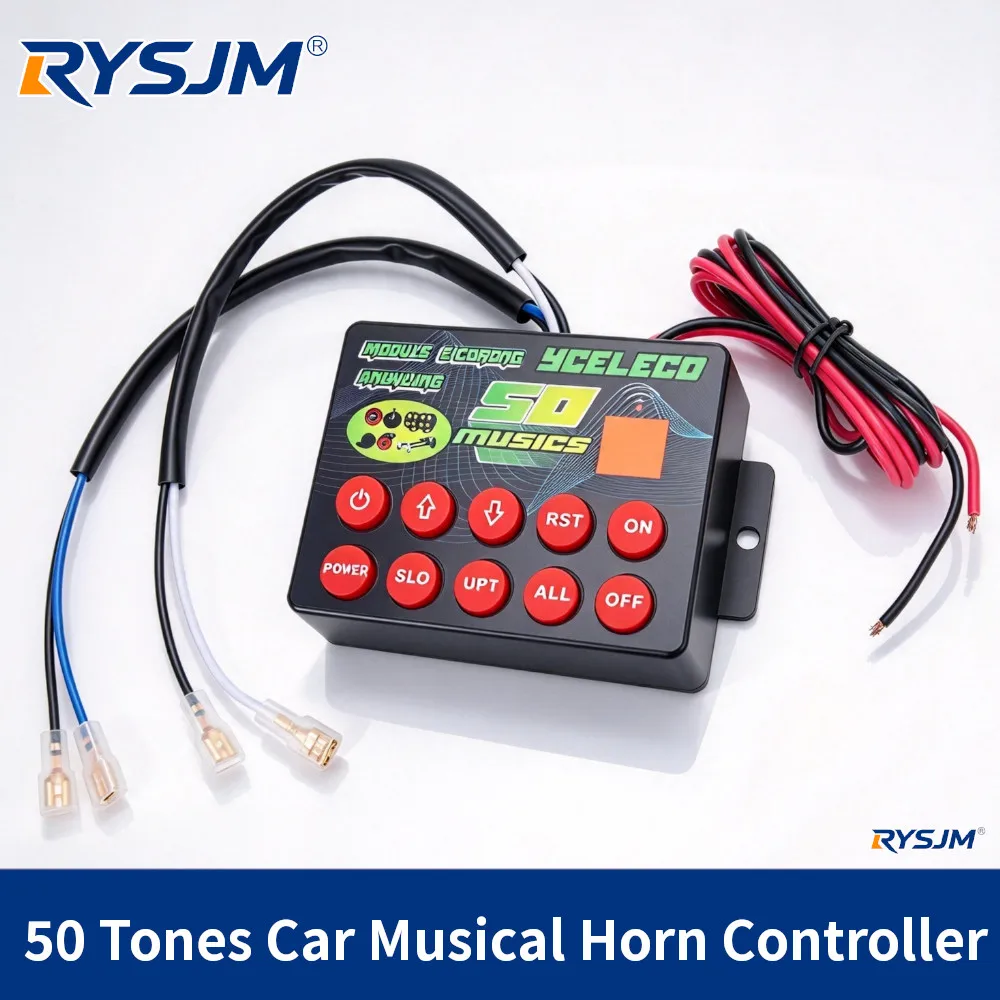 12V/24V 50 Tones Car Musical Horn Controller Multi Sound Electronic Siren Speaker Control Box For Truck Lorry Auto Modification