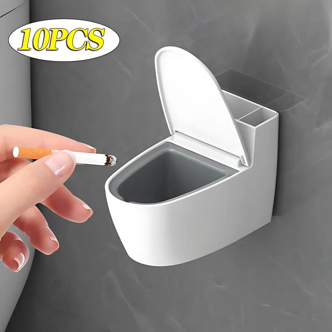 Toilet Ashtray Wall Mounted Ashtray With Lid Bathroom Hanging Wall Tobacco Tank Free Punching Ashtray Christmas Gift For Men