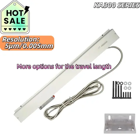 KA-300 0.005mm (5um) DRO 선반 밀링 머신 용 광학 격자 눈금자 센서 선형 스케일 TTL 70mm ~ 420mm