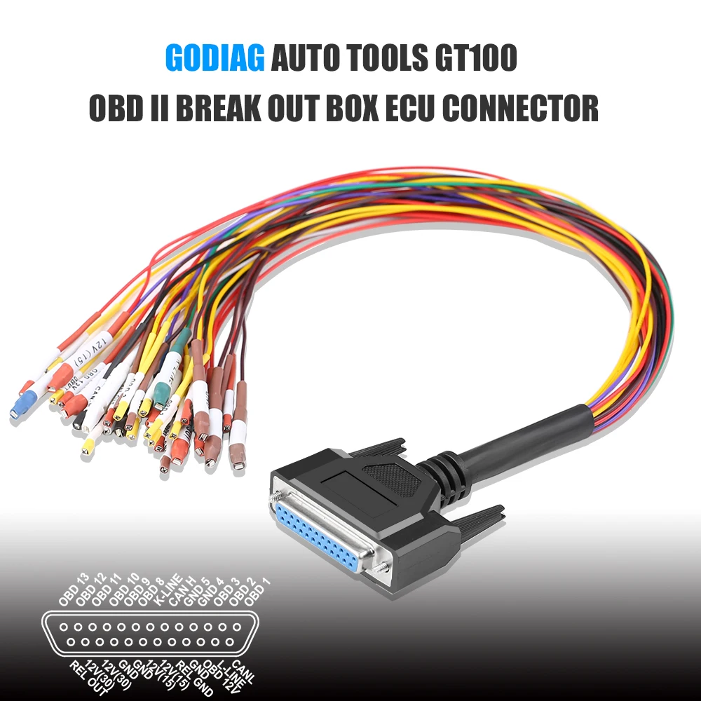 GODIAG OBD2 to DB25 Cable Work with GT100 OBDII Protocol Detector OBD2 Break Out Box