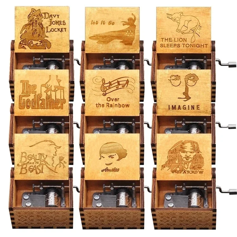테마 뮤직박스 나무 핸드 크랭크 퀸 쥬라기 공원 네버랜드 카세트, 뮤지컬 발렌타인 데이 생일 휴일 선물 