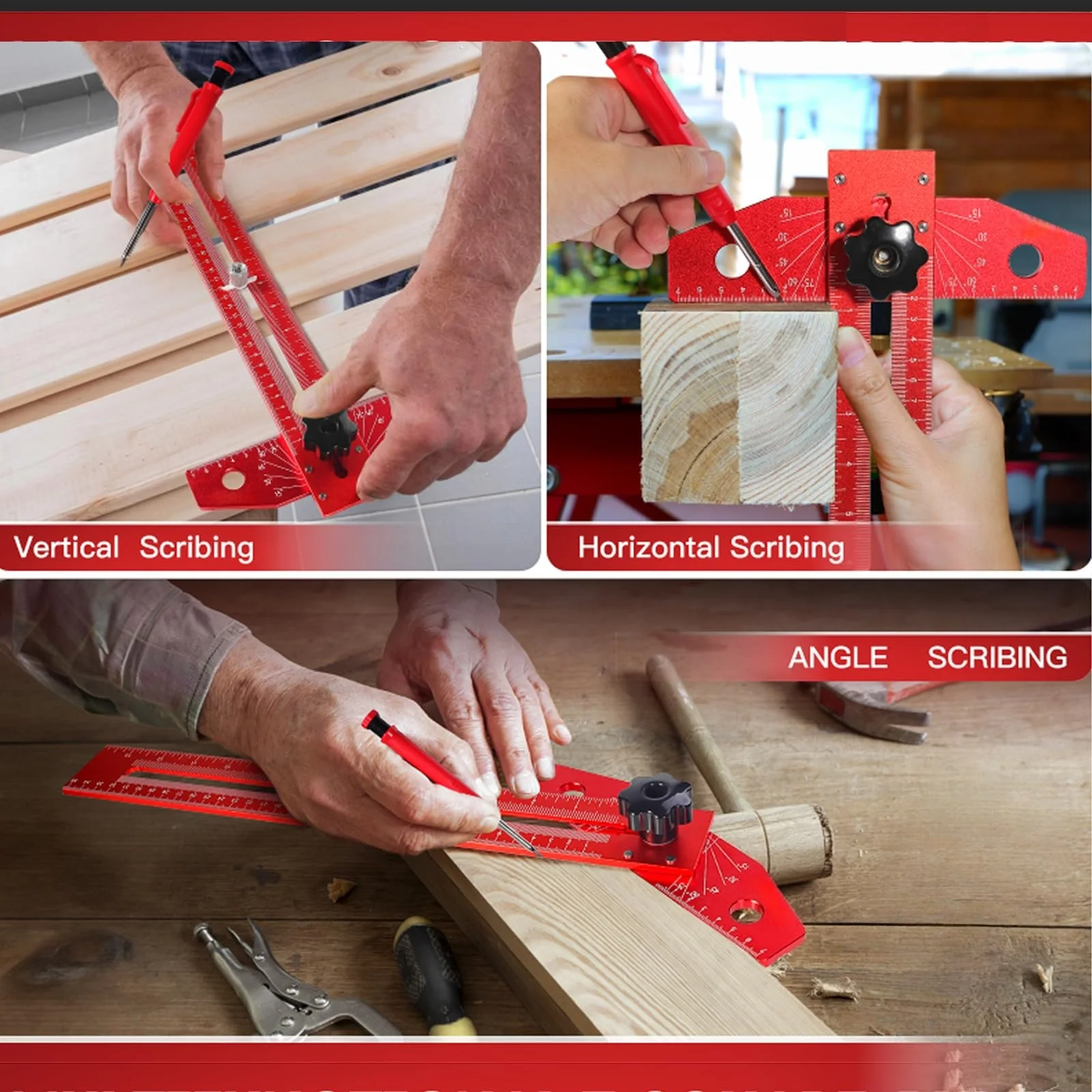 Foldable Woodworking T‑Square Ruler, Multi‑Purpose Precision Measuring Tool for Angle Checking, Positioning And Marking Layout