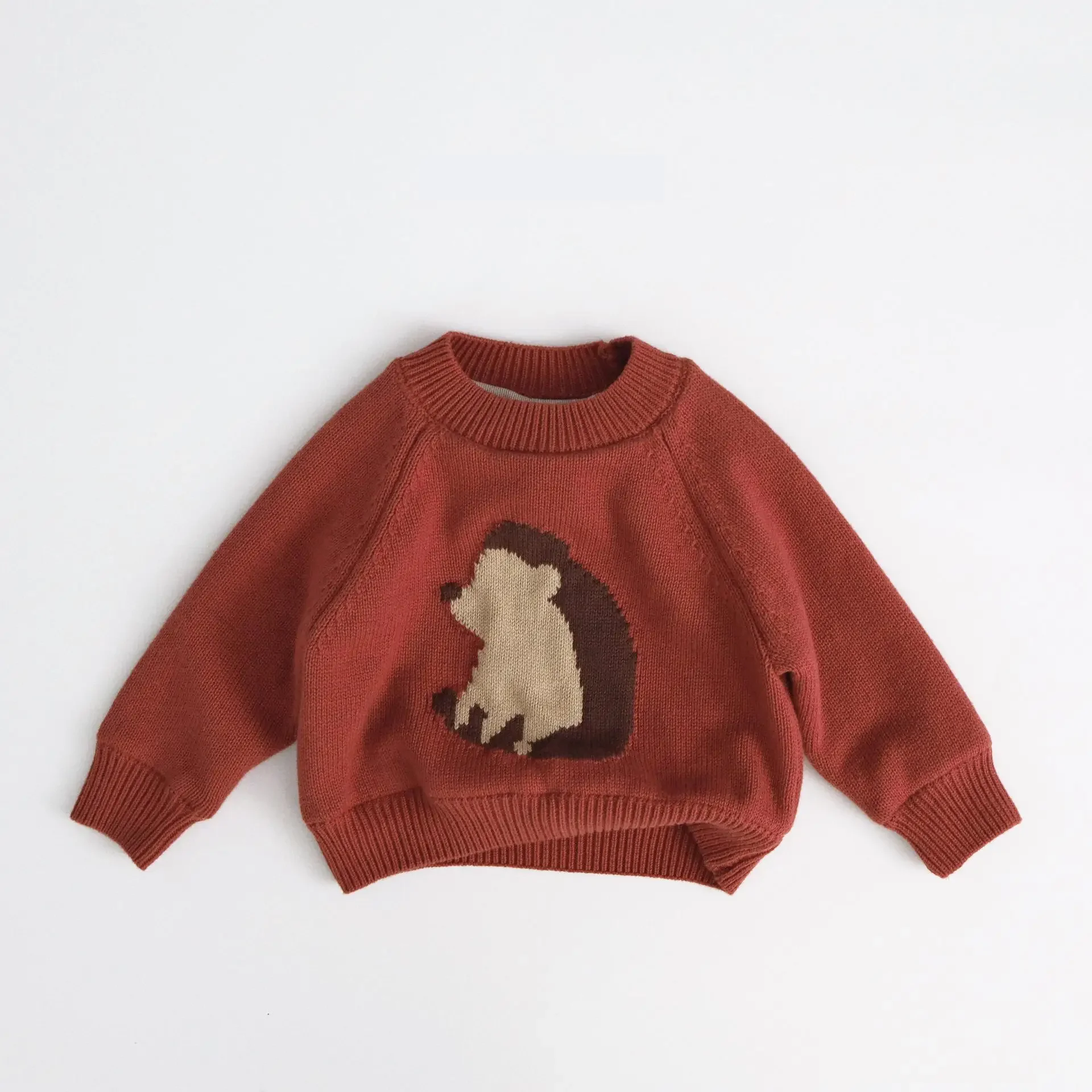 2026 Spring New Children Long Sleeve Sweater Boys Girls Cute Cartoon Print Pullover Toddler Cotton Knitted Tops Kids Clothes