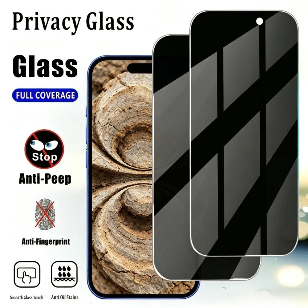 

2 шт. Защитное стекло Full Cover Privacy для iPhone 17, 16, 15 Pro Max, 16, 15 Plus, Air 17e, 16e, 13, 12 Pro, твердость 9H, закаленное стекло