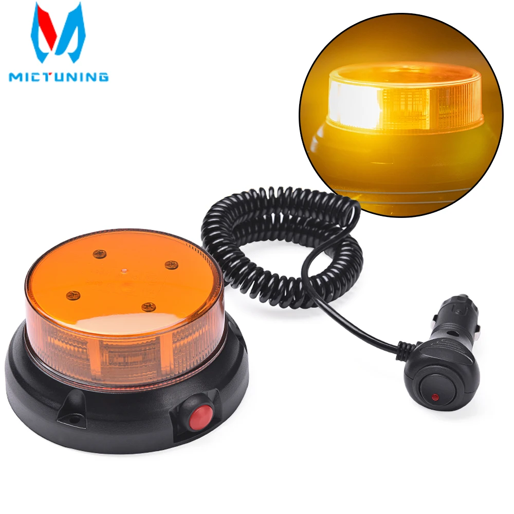 

MICTUNING 12V 3002C 3.5 Inch 10 Modes Yellow Warning Light Emergency LED Strobe Light With Magnetic Base For Car Truck Roof Top