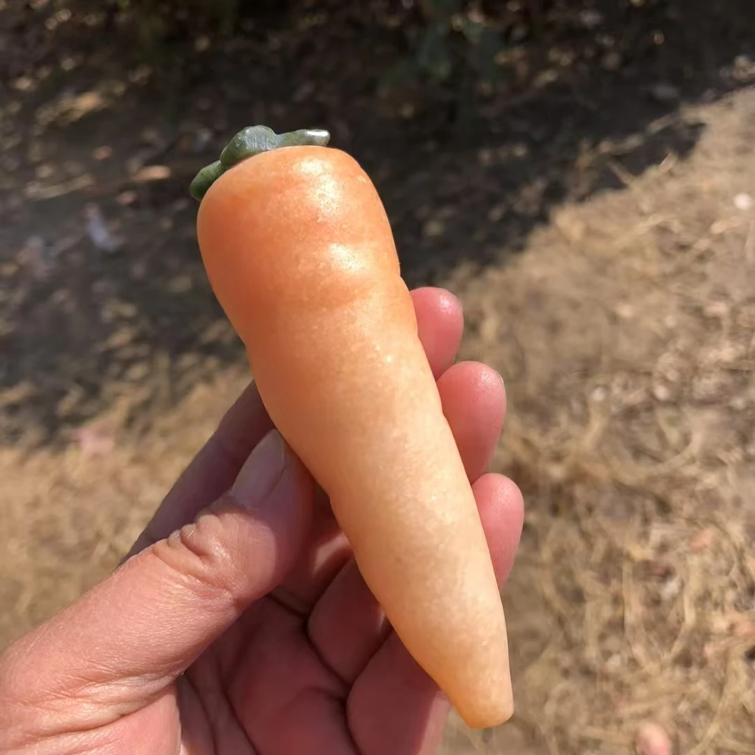 

Carrot Statue Natural Healing Crystal Carved vegetable Craft Home Ornament Decoration Christmas Gifts