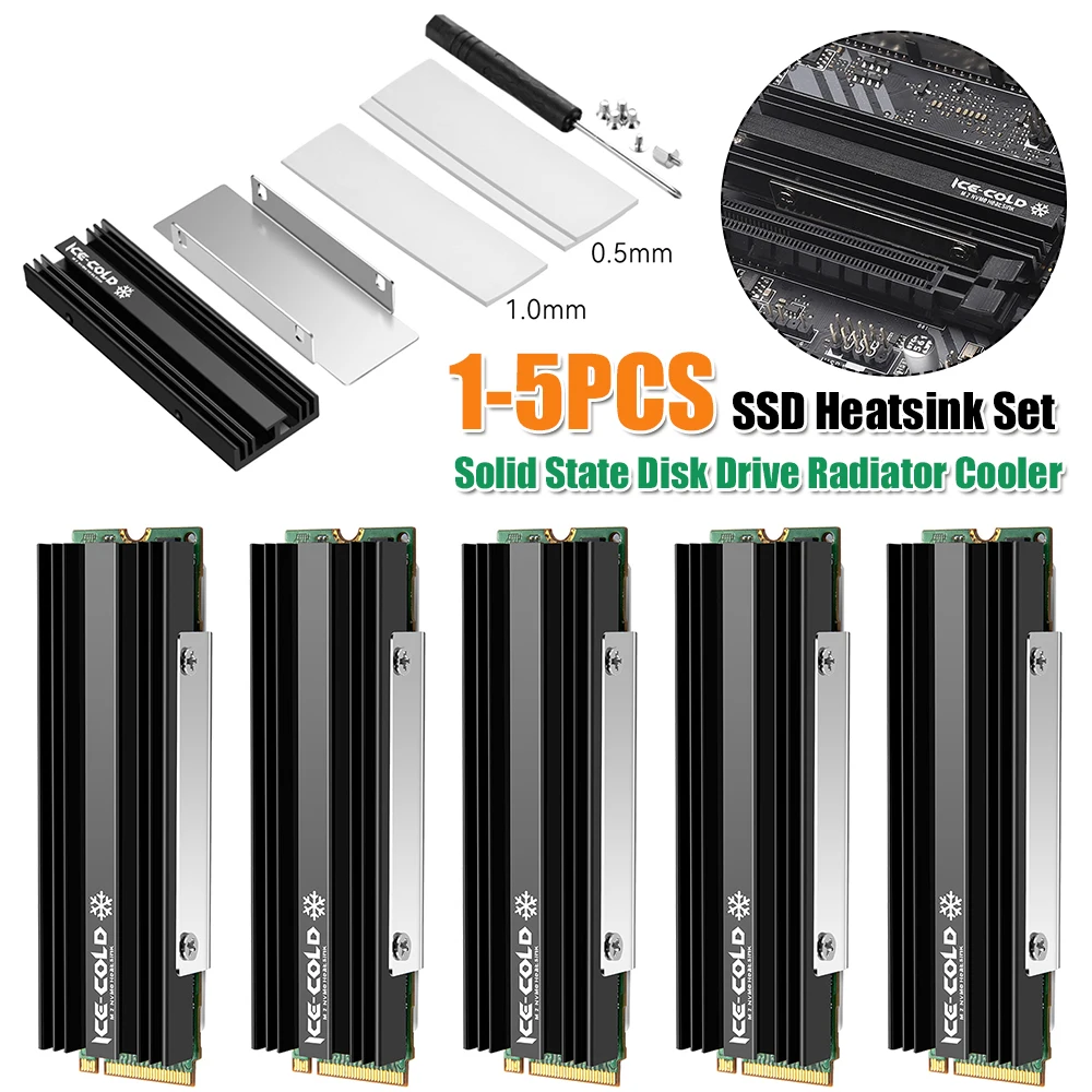 

Эффективный радиатор для SSD M.2 NGFF NVME 2280 с термопрокладкой из силикона, алюминиевый охлаждающий кулер для PS5