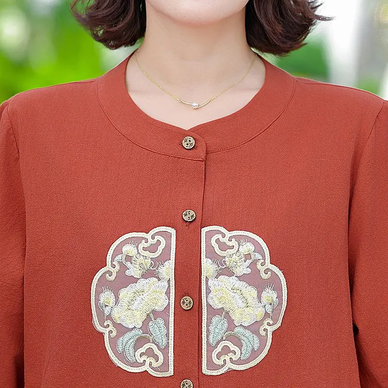 قميص عصري جديد للقميص بأكمام قصيرة على الطراز الصيني