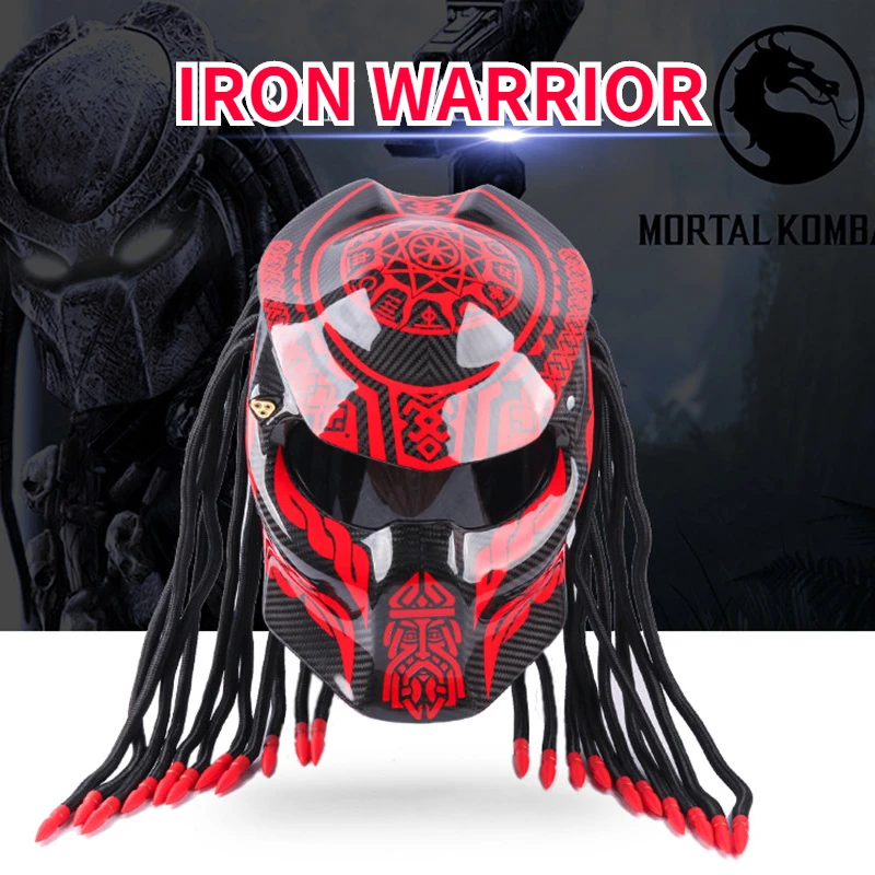 

Red Predator Carbon Fiber Motorcycle Helmet Full Face Iron Warrior Man helmets motorcycle accessories helmet DOT certification