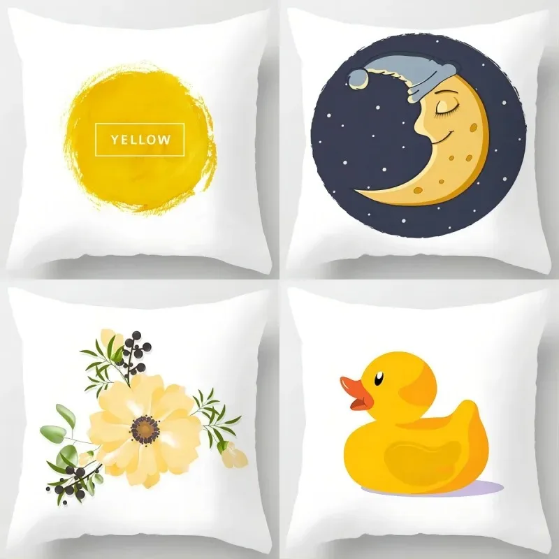 Cartoon Moon Duck Decorative Pillowcase Living Room Office Home Pillowcase Car Ornaments