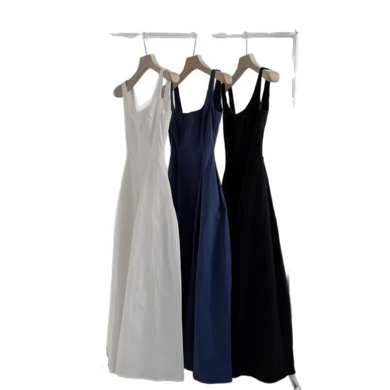 

Summer new Korean version waist thin suspender medium and long knee high waist dress children